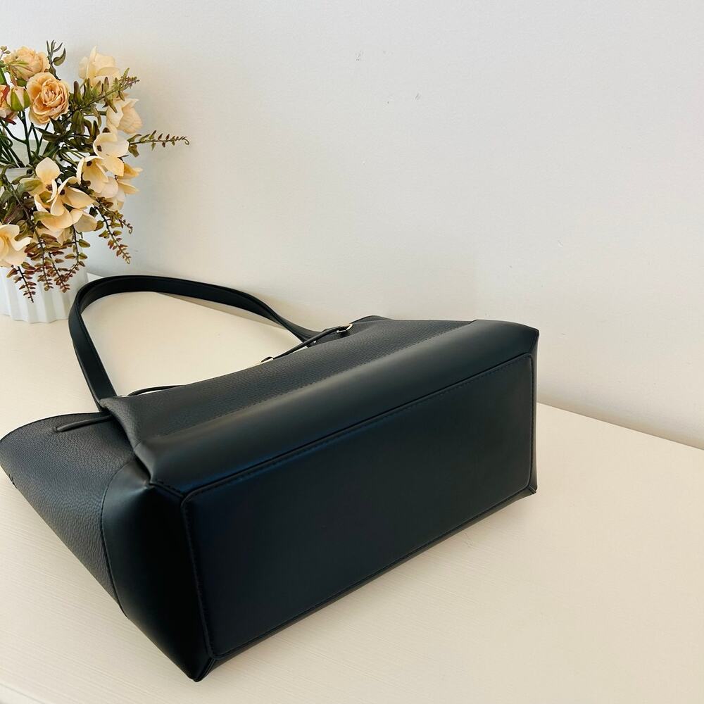 Michael Kors Purse Reed Large Logo Tote Bag Black MK - Picture 5 of 8